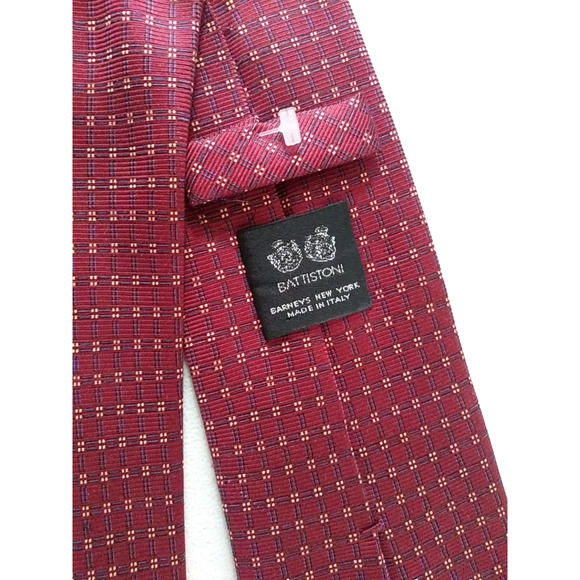 BATTISTONI Barneys New York Men's 100% Silk Tie Burgundy Multi Made in Italy - Picture 2 of 8